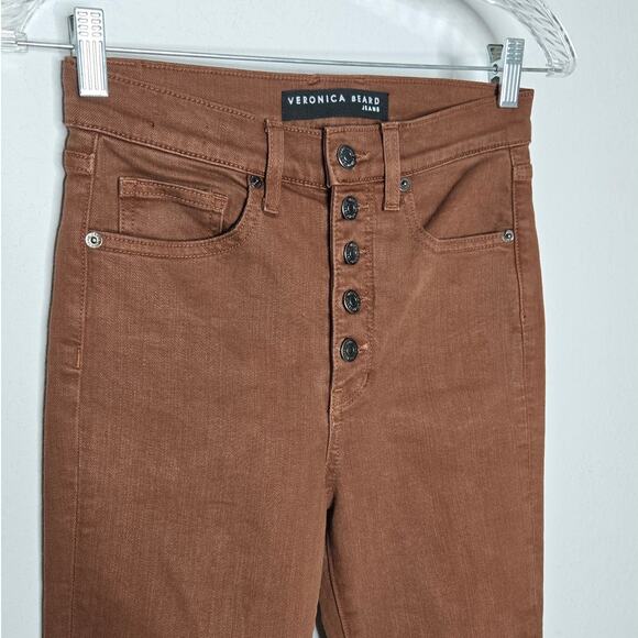 Veronica Beard Brown Maera Skinny High Rise Button Fly Jeans Women's 26 - Picture 4 of 10